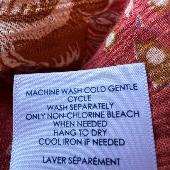 Chaps Floral Bell Sleeve Blouse - Rust and Cream - Picture 7 of 7